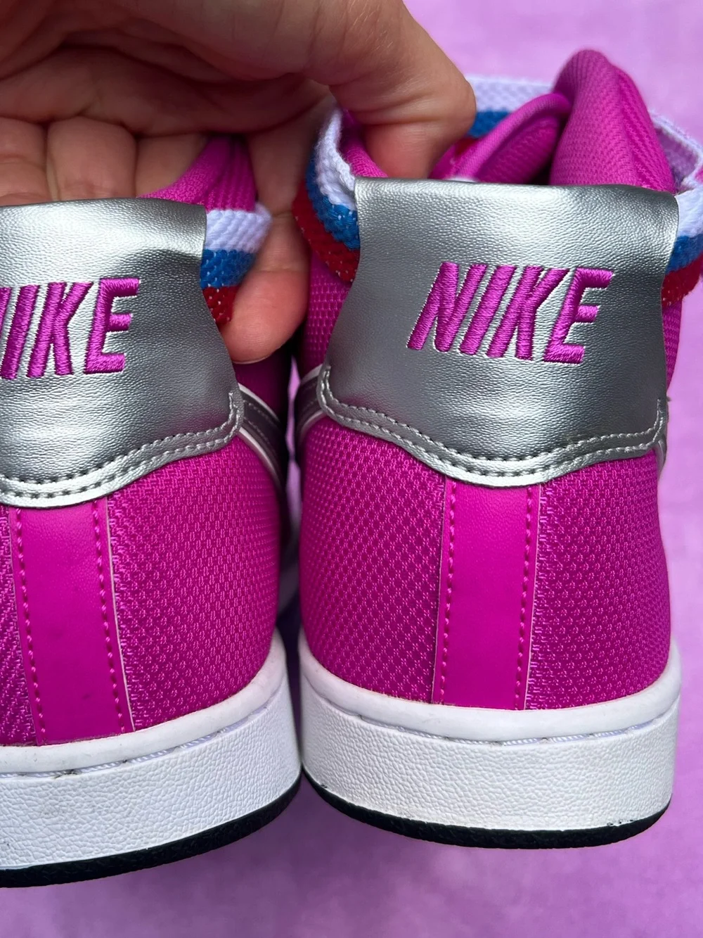 Nike Magenta High-Top Sneakers with Silver Swoosh